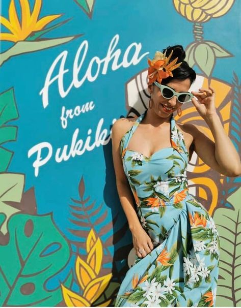 Tiki Outfit Women, Tiki Bar Outfit, Viva Las Vegas Outfit, 60s Hawaii, Tiki Party Outfit, Hawaiian Party Dress, Hawaiian Party Outfit, Havana Party, Tiki Fashion