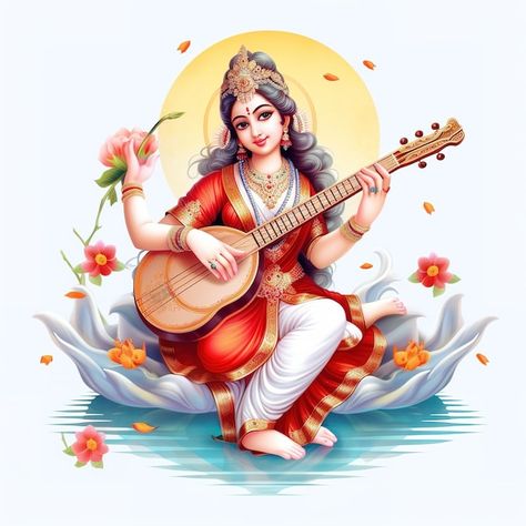 Lord Saraswati, Saraswati Picture, Saraswati Mata, Maa Saraswati, Vasant Panchami, Saraswati Photo, Jay Mataji, Basant Panchami, School Art Activities