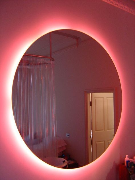 Neon Bathroom, Tiktok Selfie, Toilet Mirror, House Aesthetics, Mirror Ideas, Small Toilet, Mirror Bathroom, Trendy Bathroom, Aesthetic Rooms