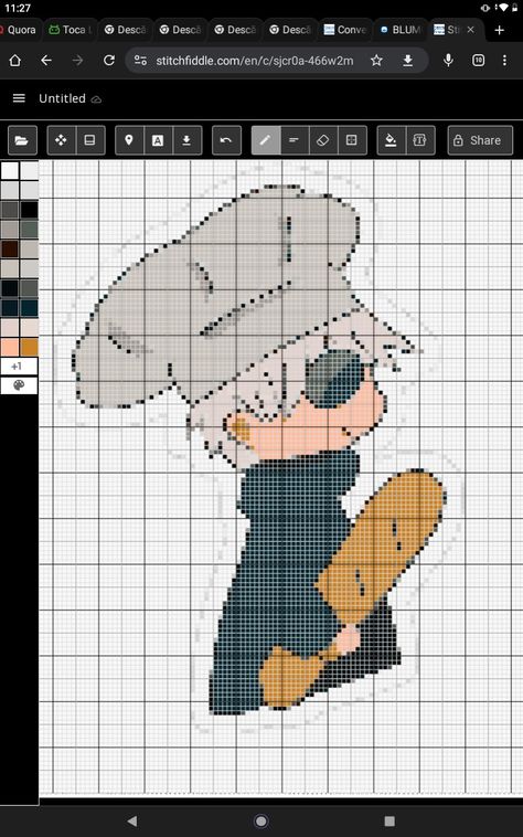 30 X 30 Pixel Art, Jjk Cross Stitch, Studio Ghibli Pixel Art Grid, Jjk Crochet, Jjk Pixel Art, Gojo Pixel Art, Crochet Stitches Guide, Pixel Crochet, Pixel Art Grid