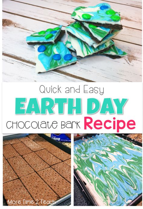 This quick and easy to make Chocolate Bark recipe is a great way to celebrate Earth Day. It's sure to be a hit with the kids and is so simple that anyone can make it! Beware, once you try it you won't be able to put it down! Classroom Cooking, Kid Cooking, Cracker Candy, Bakery Treats, Baking Recipes For Kids, Chocolate Bark Recipe, Earth Day Projects, Earth Day Crafts, Earth Day Activities