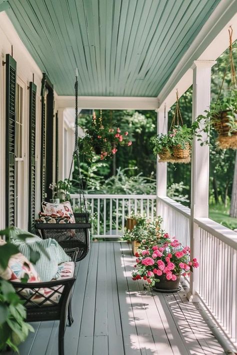 Inviting Porch Ceiling Ideas for Your Home Southern Porch Ceiling, Haunt Blue Porch Ceiling, Porch Ceilings Ideas, Front Porch Ceiling Ideas, Porch Ceiling Ideas Cheap, Porch Ceiling Ideas, Front Porch Ceiling, Small Back Porches, Ceilings Ideas