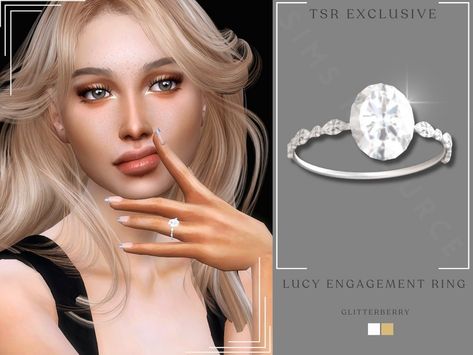 The Sims Resource - Lucy Engagement Ring Sims 4 Cc Alpha Wedding, The Sims 4 Wedding Rings Cc, Sims 4 Cc Wedding Rings, Cc Jewelry, Sims 4 Wedding Dress, Cc Skin, Sims 4 Piercings, Sims Stories, Sims 4 Cas Mods