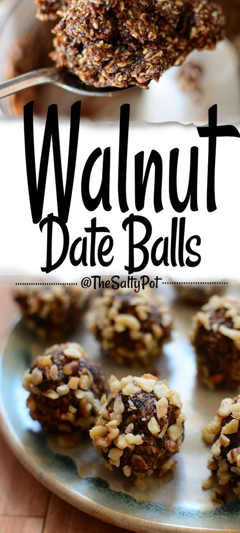 Date Balls Healthy, Dorm Snacks, Energy Balls Healthy, Date Balls, Healthy Food Menu, Healthy Food Guide, Food Advice, Walnut Recipes, Date Recipes