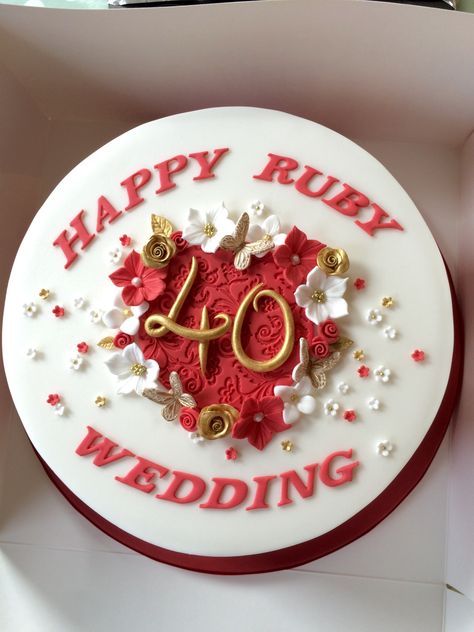 Ruby Anniversary Wedding Cake Ruby Anniversary Party Ideas Decoration, Ruby Anniversary Cake, Ruby Wedding Anniversary Cake, Walmart Wedding Cake, Anniversary Wedding Cake, 40th Wedding Anniversary Cake, Marriage Anniversary Cake, Belle Cake, Happy Anniversary Cakes