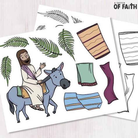 Palm Sunday Jesus rides a donkey – A Sketch Of Faith Palm Sunday Jesus, Donkey Craft, Palm Sunday Activities, Valentine Cards To Make, Palm Sunday Crafts, Jesus Crafts, Sabbath School, Crucifixion Of Jesus, Kids Ministry