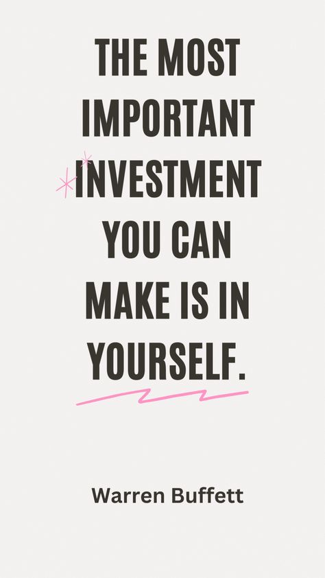 The most crucial investment you can ever make is in YOU. Whether it's through education, self-care, or personal development, nurturing your mind, body, and soul is the key to unlocking limitless possibilities.  📚 Expand your knowledge, cultivate new skills, and broaden your horizons. Invest in lifelong learning and watch as doors of opportunity swing wide open. #InvestInYourself #SelfImprovement #PersonalGrowth #Education #Empowerment #LifelongLearning #UnlockYourPotential #SelfInvestment Invest In Knowledge Quotes, Self Investment, Learning About Money, Financial Quotes, Growth Mindset Quotes, Lifelong Learning, Invest In Yourself, Knowledge Quotes, Money Goals