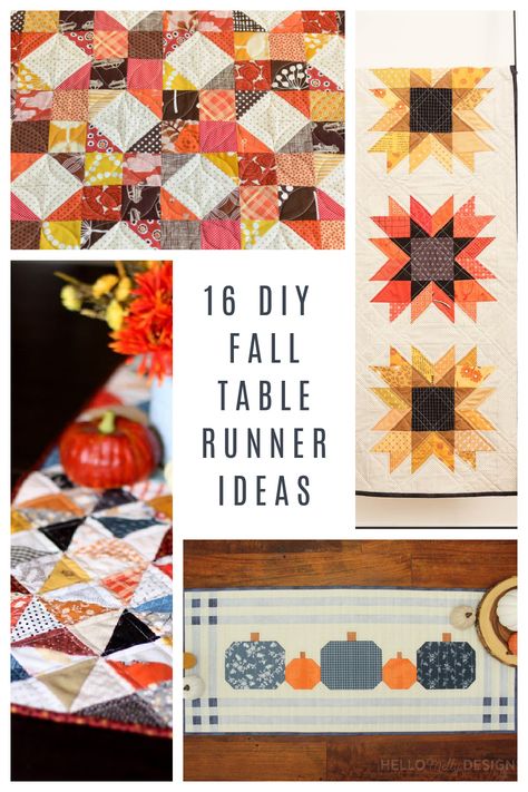 Fall Table Runner Ideas and Tutorials - Diary of a Quilter Quilted Thanksgiving Table Runner, Fall Quilt Table Runners, Diy Quilted Table Runner, Free Fall Table Runner Patterns, Fall Quilted Table Toppers, Fall Quilted Table Toppers Patterns Free, Quilted Fall Table Runner, Fall Quilting Ideas, Fall Table Runner Quilt Patterns