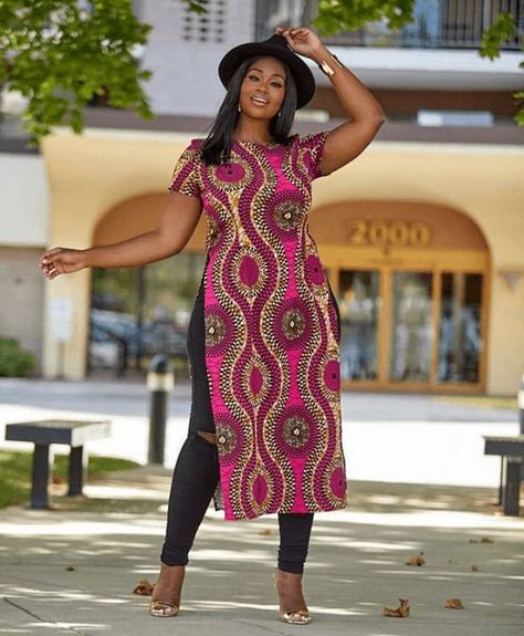 Ankara Tops With Jeans - 20 Ways To Wear Ankaras With Jeans African Print Tops, African Designs, Dress Ankara, Diesel Punk, Best African Dresses, Short African Dresses, African Dresses Modern, Afrikaanse Mode, African Wear Dresses