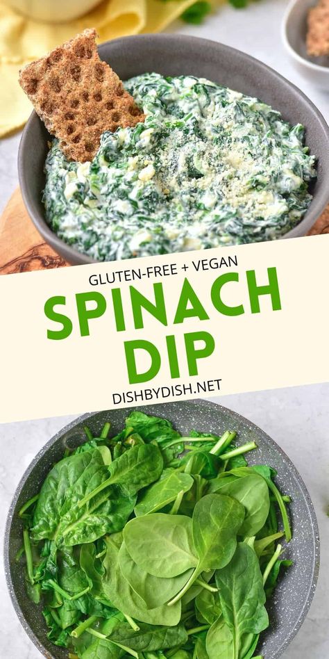 Fresh Spinach Dip Recipe, Dairy Free Spinach Dip, Gluten Free Dairy Free Recipes Dinner, Healthy Spinach Dip, Spinach Cheese Dip, Vegan Spinach Dip, Gluten Free Dips, Gluten Free Chips, Dairy Free Dips