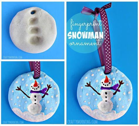 Salt Dough Christmas Ornaments, Winter Art Lesson, Model Magic, The Whoot, Snowman Christmas Ornaments, Christmas Clay, Snowman Ornament, Winter Crafts For Kids, Snowman Ornaments