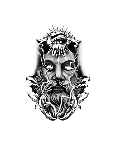 Zeus tattoo eye cloud lightning Zeus Face Tattoo, Zeus Lightning Tattoo, Zeus Tattoo Stencil, Zeus Tattoo Design, Men Finger Tattoos, Zeus Lightning, Storm Tattoo, Lightning Bolt Tattoo, Tattoo Eye