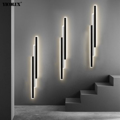 Introducing our durable and functional long strip outdoor wall light, constructed with sturdy hardware material that resists rust and ensures long-lasting performance. Its waterproof design further enhances its reliability. Designed with three rectangular light bodies, our porch light is available in black and white color options. Not only does it provide ample brightness for your outdoor space, but it also adds a decorative touch to your patio garden. This versatile outdoor wall light is suitab Black Grey White Living Room Ideas, Long Wall Living Room, Strip Garden, Outside Wall Lights, Lights Balcony, Porch Light Fixtures, Garden Wall Lights, Balcony Lighting, Strip Design