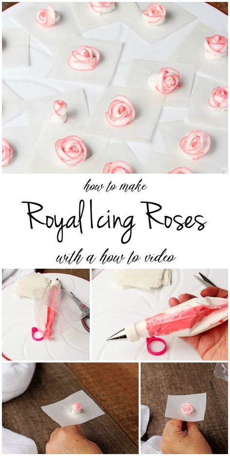 How to Make Simple Royal Icing Roses Even if the Humidity is High | The Bearfoot Baker Royal Icing Roses, Icing Roses, Roses Tutorial, Cookies Royal Icing, Royal Icing Flowers, Icing Techniques, Sugar Cookie Royal Icing, Icing Flowers, Icing Frosting