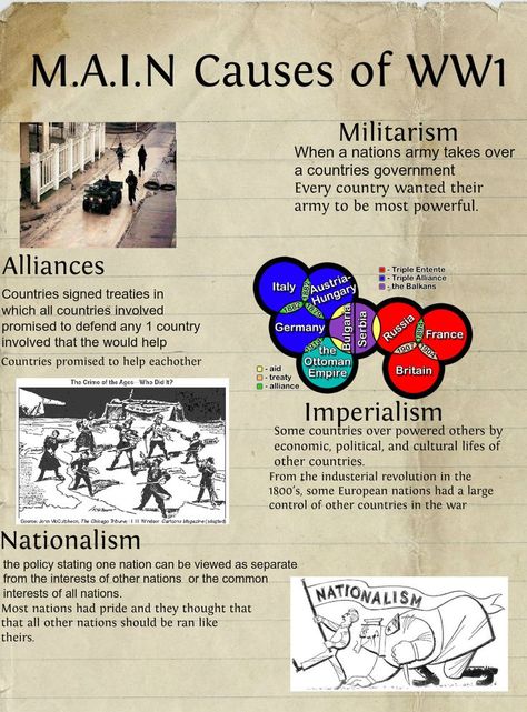 4 MAIN causes of ww1 World History Lessons, The Oregon Trail, Ap World History, History Notes, History Classroom, History Timeline, History Education, Homeschool History, History Class