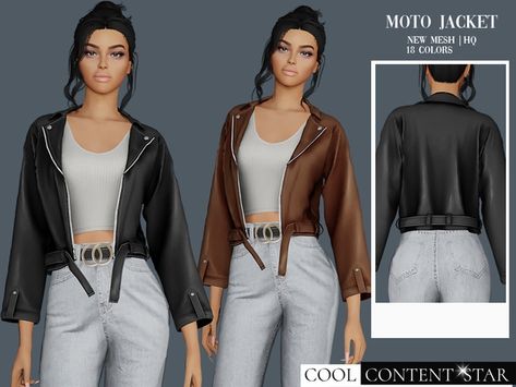 Moto Jacket | cool_content_star on Patreon Jacket Sims 4 Cc, Ferrari Jacket, Alt Clothes, Chica Cool, Sims 4 Cc Folder, Sims 4 Teen, Long Sleeve Sequin Dress, Sims 4 Dresses, The Sims 4 Download