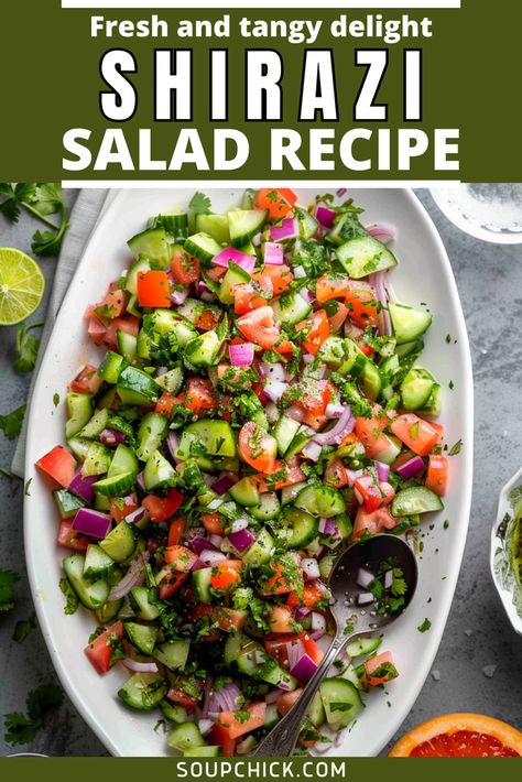 Shirazi Salad Recipe: A Refreshing Persian Classic Salad Shirazi Recipe, Persian Salad Recipe, Piyaz Salad, Syrian Salad, Persian Cucumber Salad, Salad Shirazi, Persian Salad, Indian Salad, Layered Taco Salads