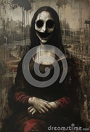 oil-painting-mona-lisa-creepy-horror-art-occult-unsettling-surreal-gothic Dark Horror Art Surrealism, Scary Paintings, Creepy Horror, Surrealism Painting, Halloween Painting, Scary Movies, Horror Art, Halloween Art, Surrealism