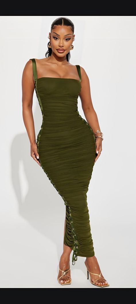 Tied Maxi Dress, Yodit Yemane, 3x Fashion, Curvy Casual Outfits, Olive Fashion, Mesh Gown, Fashion Nova Outfits, Pink Olive