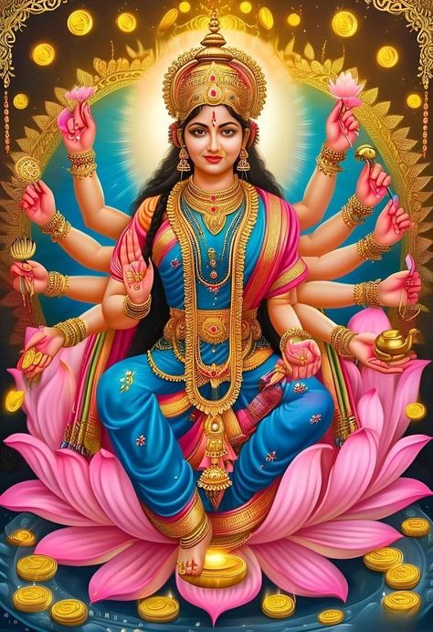 Lord Lakshmi Images, Mata Images, Lakshmi Maa, Goddess Images, Laxmi Mata, Round Mehndi Design, Lakshmi Photos, Maa Lakshmi, Jay Mataji