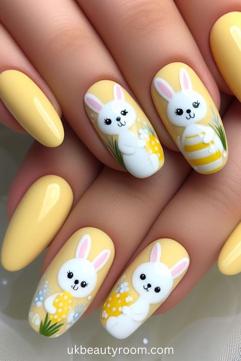 21 Adorable Easter Nail Designs for Spring 2024 Easter Colors Nails, Easter Nail Designs 2024, Animation Nails, Egg Nails, Pastel Nail Art, Adorable Bunnies, Easter Nail, Heart Nail Designs, Bunny Nails