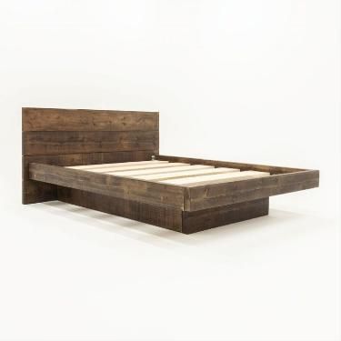 Floating Bed Diy, Chunky Furniture, Solid Wood Bedroom Furniture, Rustic Bed Frame, Bed Frame Plans, Platform Bed Designs, Floating Bed Frame, Bed Frame Design, Pine Timber