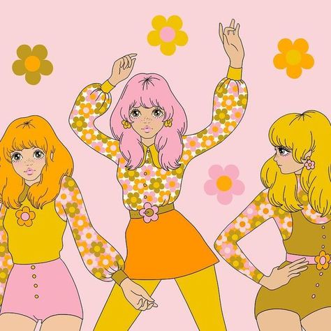 ✿ Emily Brinkley on Instagram: "1960’s daisy go go dancers 🌼🌸" Gogo Dancer Aesthetic, 1960s Gogo Girl, 70s Gogo Dancer, 60s Gogo Dancer, Go Go Girl, Gogo Girl, Phone Widget, Gogo Dancer, Retro Girls