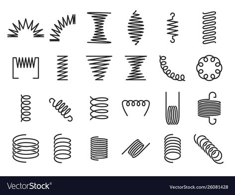 Spring coils metal spiral springs metallic coil Vector Image Spring Logo, Spring Drawing, Vector Line Art, Line Art Illustration, Vector Line, Principles Of Design, Music Boxes, Metal Spring, Drawing Practice