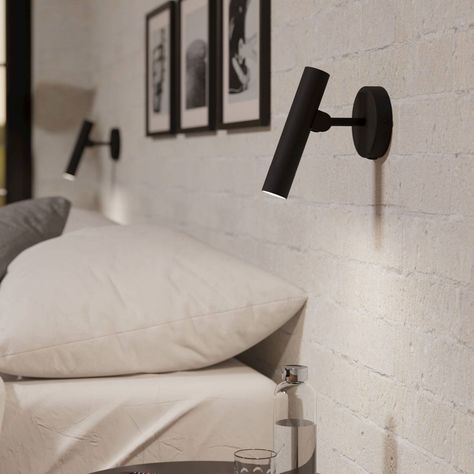 Black Kitchen Lighting, Lighting Lounge, Reading Lamp Bedroom, Dusk Lighting, Bed Reading Light, Bedroom Reading Lights, Wall Behind Bed, Wall Lamp Bedroom, Chandelier Picture