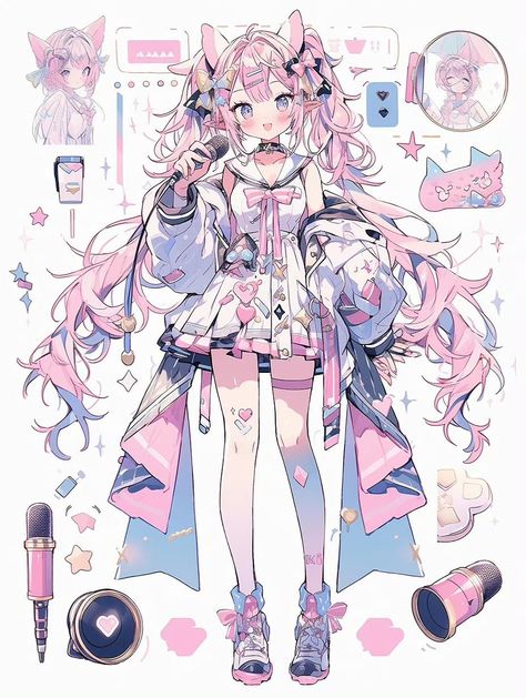 Anime Adoptables, Vtuber Illustration, Vtuber Character Design, Vtuber Art, Vtuber Design, Images Kawaii, Art Kawaii, Cute Anime, Anime Character Drawing