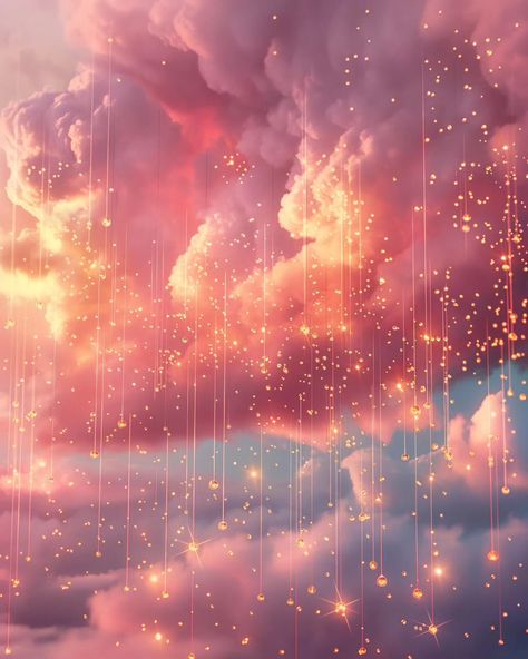 Pink Rain Aesthetic, Gold And Pink Aesthetic, Cloudy Wallpaper, Pink Kids Bedrooms, Its Raining, Cute Images For Wallpaper, Pink Rain, Pink Magic, Castle Decor