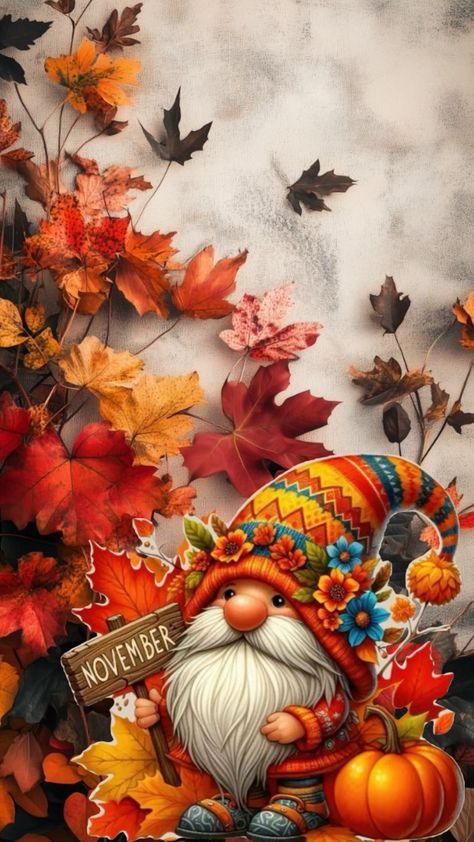 Fall Gnomes Wallpaper, Gnome Wallpaper Iphone, Gnomes Wallpaper, Gnome Wallpaper, Thanksgiving Gnome, Gnome Images, Gnome Fall, Fall Gnomes, Fall Gnome