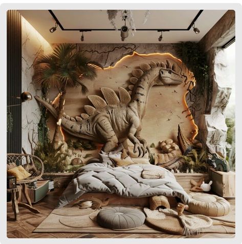 Dinosaur Theme Room, Boys Dinosaur Bedroom, Dino Room, Childhood Bedroom, Luxury Bedroom Interior, Dinosaur Bedding, Dinosaur Room Decor, Dinosaur Bedroom, Dinosaur Room