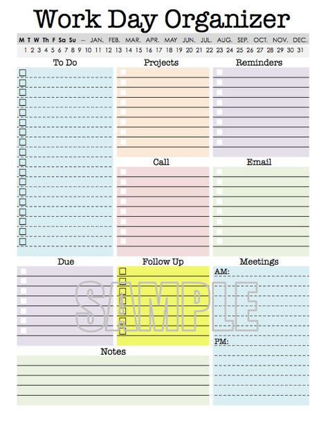 Work Day Organizer, Day Organizer, Planer Organisation, Work Planner Printable, To Do Planner, Work Planner, Planner Templates, Life Plan, Work Organization