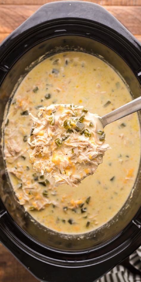 Slow Cooker Creamy Chicken Chile Relleno Soup Chicken Chile Relleno, Spicy Mexican Soup, Chile Relleno Soup, Poblano Soup, Chicken Chile, Slow Cooker Creamy Chicken, Crockpot Soup, Creamy Chicken Soup, Fall Soup