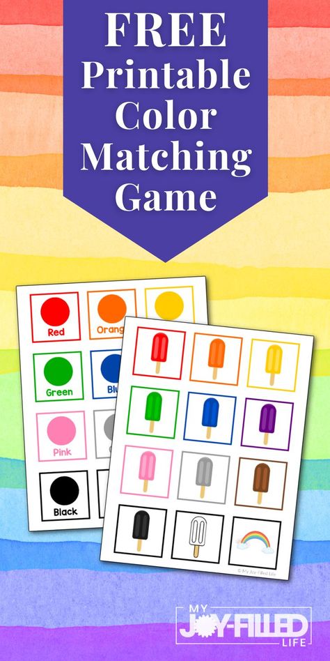 This printable memory matching game will help your toddler or preschooler with color recognition and identification. Color Recognition Free Printable, Colour Matching Activities Preschool, Color Identification Preschool, Color Bingo Free Printable, Color Matching Printable Free, Colour Recognition Activities Toddlers, Color Matching Activities For Toddlers, Color Games For Preschoolers, Colours Activity For Preschool