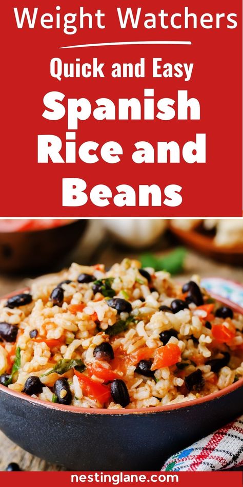 This Weight Watchers Spanish Rice and Beans recipe is a quick and easy meal that's perfect for busy weeknights. Made with healthy ingredients like brown rice, black beans, and salsa, it's a flavorful dish that's high in protein and fiber. With just a few simple steps, you can have a delicious and satisfying meal on the table in no time. It's also vegetarian and vegan. So why not give this recipe a try and enjoy a nutritious and delicious meal tonight? Weight Watchers Rice Recipes, Black Beans With Bell Peppers And Rice, Rice Black Beans Recipe, Spanish Rice And Beans Recipe Easy, Spanish Black Beans And Rice, Rice And Beans Recipe Easy, Spanish Rice And Beans Recipe, Ww Spanish Rice, Spanish Chicken Rice And Beans