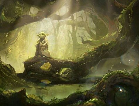 Dagobah. #starwars Star Wars Dagobah, Yoda Artwork, Jedi Grand Master, Yoda Art, Star Wars Illustration, Master Yoda, Star Wars Concept Art, Film Inspiration, Geek Art