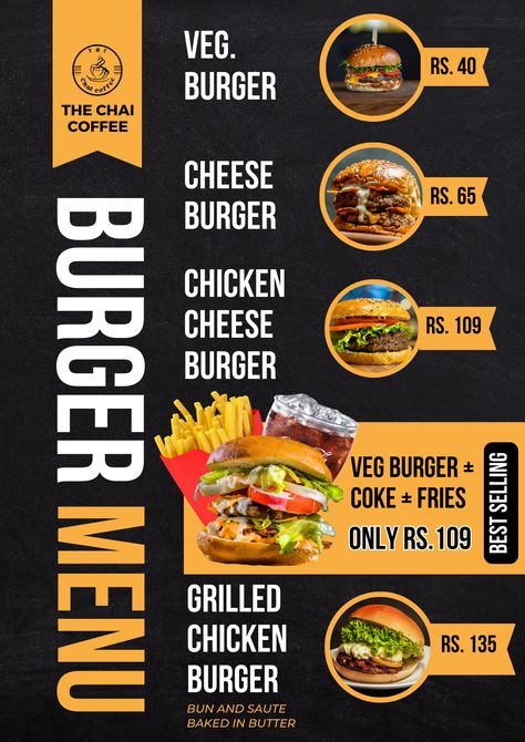 Burger Menu Card for Cafe Burger Logo Design Creative, Burger Menu Design, Bbq Grill Logo, Designs For Restaurants, Full Restaurant, Burger Bread, Creative Burger, Menu Burger, Classic Burger