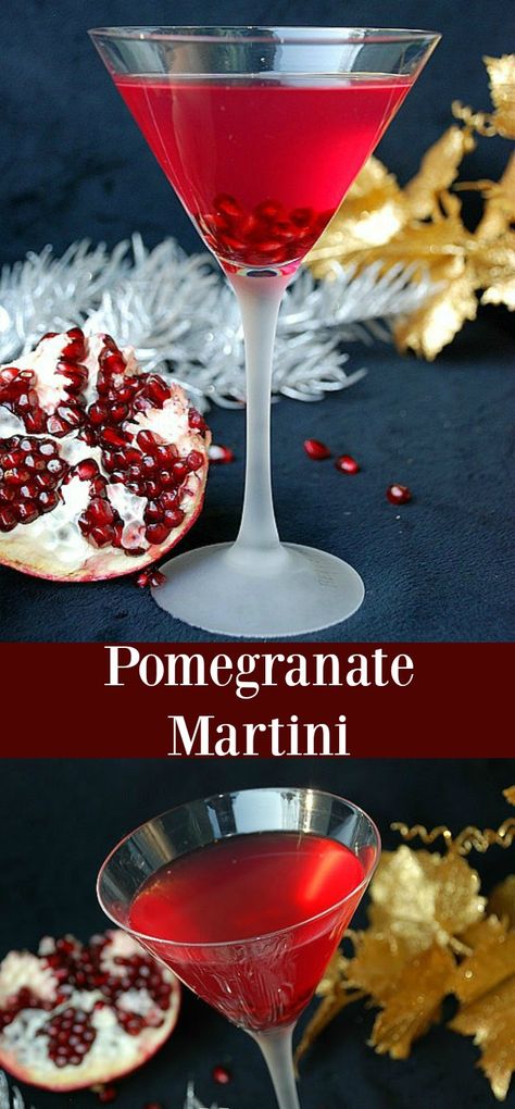 Pomegranate Martini. This sweet and tart martini is made with pomegranate liqueur, vodka, honey liqueur, and pomegranate juice. #cocktail #drink #martini #pomegranate Pomegranate Martini Recipe Vodka, Pama Pomegranate Martini, Pom Martini Recipe, Pomogranette Martini, Pomagranet Cocktails Vodka, Pomagranet Martini Recipe, Pomagranet Cocktails, Fall Martinis, Pomegranate Vodka Cocktail