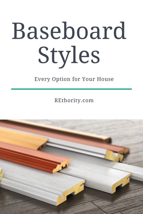 Whether you are building or renovating a home, knowing the different baseboard styles available helps you better design your rooms. Read on to learn the various types of baseboards, their features, and when to use them.  #baseboards #woodwork #homeguide #renovation #diy Types Of Baseboards, Floor Baseboards Modern, Baseboard Trends 2024, Types Of Baseboard Trim, Baseboard Trim Styles, Baseboards And Trim Ideas, Farmhouse Baseboards, Baseboard Ideas, Modern Baseboards