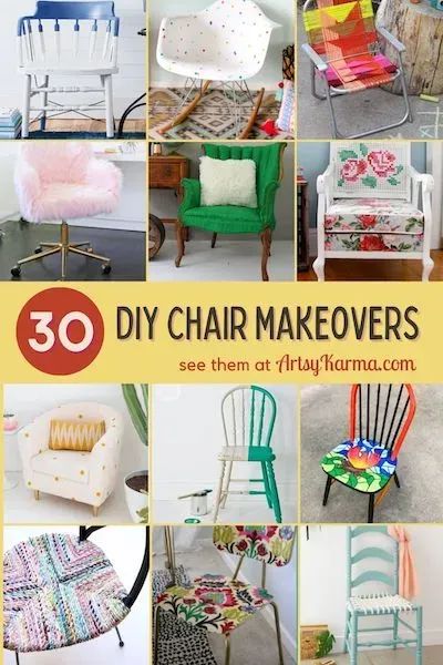 Vinyl Chairs Makeover, Chair Makeover Ideas, Painting Old Chairs, Wooden Chair Makeover, Painted Chairs Diy, Wood Chair Makeover, Decoupage Chair, Painted Wooden Chairs, Creative Chair