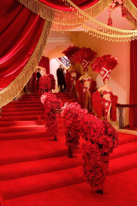 Burlesque Party Theme Decor, Cabaret Party, Burlesque Theme, Burlesque Party, Mindy Weiss, Prom Themes, Red Carpet Party, Beverly Hills Hotel, Red Party