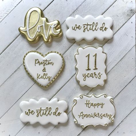 We still do, 11 years anniversary, love 50th Anniversary Cookies Decorated, Anniversary Cookies Decorated, 50th Anniversary Cookies, Personalized Cookie Jar, Cookie Decorating Station, Cookie Jar Gifts, Anniversary Dessert, 30th Anniversary Parties, Anniversary Cupcakes