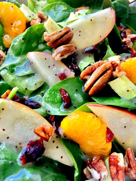 Lettuce Salad Dressing Recipes, Apple Poppyseed Salad, Poppy Seed Salad Recipes, Winter Apple Salad, Lettuce Salad Recipes With Fruit, Apple And Orange Salad, Poppyseed Salad Recipe, Lettuce Salad With Fruit, Winter Salad Recipes Christmas