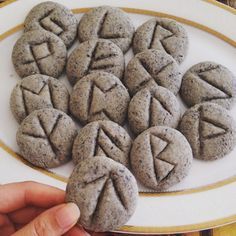 Dnd Themed Desserts, October Birthdays Ideas, Viking Party Food, Dnd Cookies, Dnd Themed Snacks, Viking Cookies, Dnd Recipes, Fantasy Dessert, Stone Runes