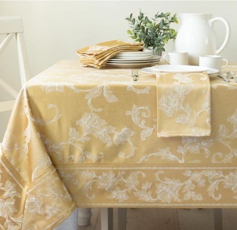 Benson Mills Harmony Scroll Woven Damask Fabric Tablecloth, Everyday, Parties, Special Occasions, Weddings and Holiday Table Cloth Toile Tablecloth, Luxurious Dining Table, Dining Room Tablecloth, Fabric Napkins, Holiday Tablecloths, Damask Tablecloth, Damask Fabric, Table Scapes, Fabric Napkin