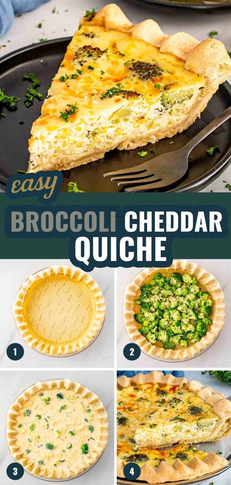 You've got to try this Broccoli Cheddar Quiche! It’s rich, cheesy, and so easy to make. Perfect for any meal of the day. #EasyRecipes #ComfortFood Broccoli Quiche Recipes Healthy, Broccoli And Cheese Quiche Easy, Broccoli Cheese Quiche Recipes, Easy Broccoli Quiche, Brunch Apps, Broccoli And Cheese Quiche, Broccoli Cheese Quiche, Broccoli Quiche Recipes, Quiche Recipes Healthy