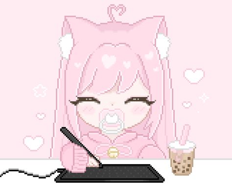 mii Pink Video Game Aesthetic, Kawaii Gif Pfp, Cute Pink Gif, Kawaii Banner Gif, Cutecore Gifs, Kawaii Gif, Pink Gif, Summoning Circle, Welcome Gif