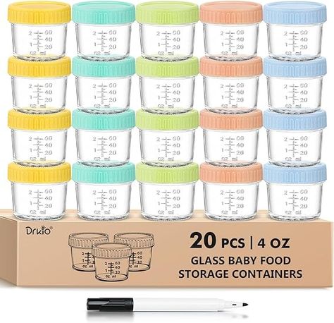 Amazon.com: DRKIO 20 Pack Glass Baby Food Storage Containers 4 Oz Baby Food Jars with Lids Baby Food Maker Microwave Dishwasher Freezer Safe 100% Leak-Proof BPA Free : Baby Bariatric Sleeve Surgery, Baby Food Maker, Baby Jars, Bariatric Sleeve, Baby Food Containers, Sleeve Surgery, Baby Food Storage, Food Jars, Baby Puree